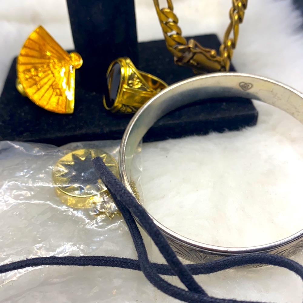 Vintage Lot, 7 pieces Jewelry Brighton Bracelet, Antique Brass Men’s Chain &more